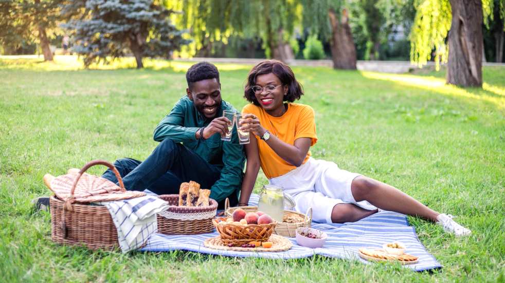 Couple having picnic